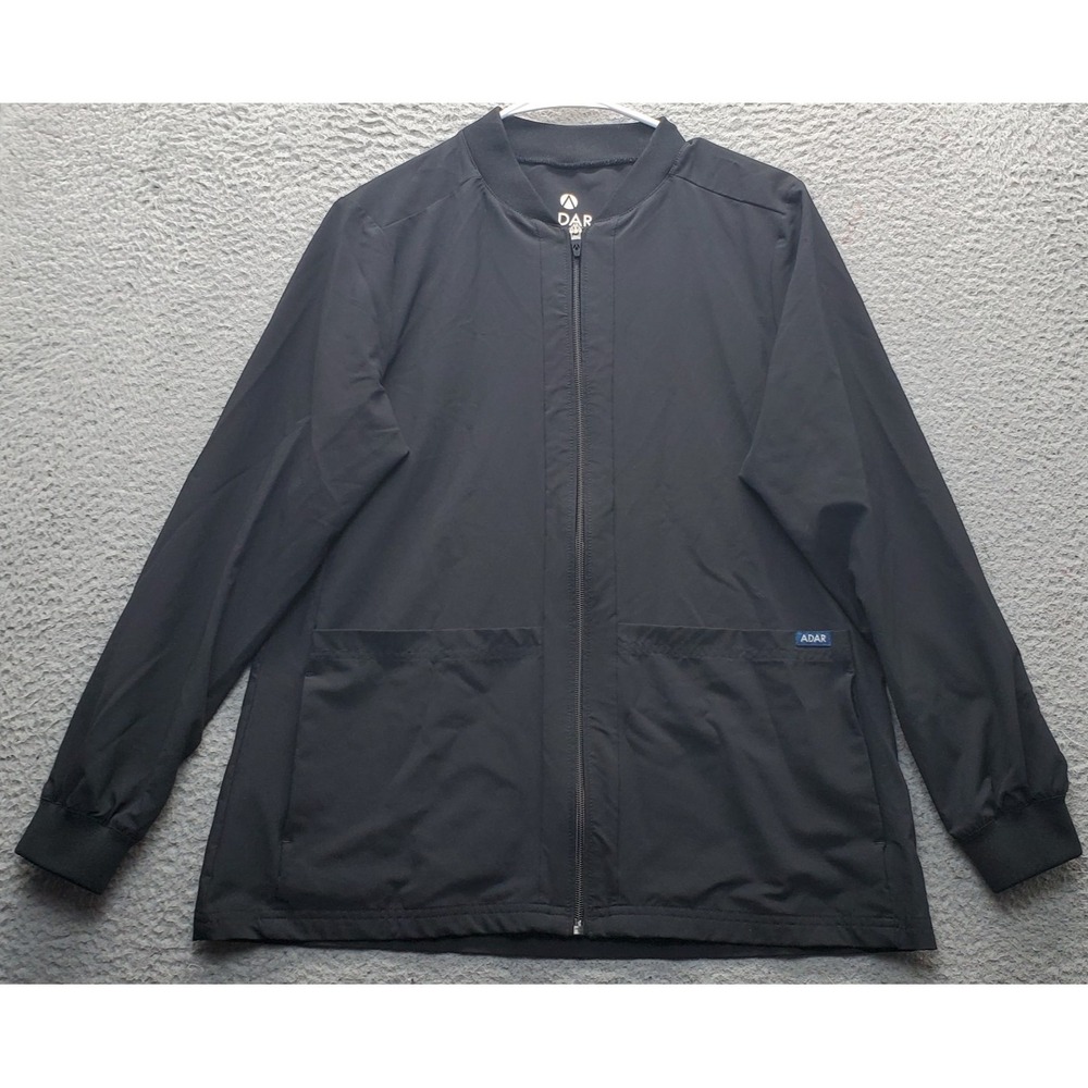 Adar Addition Bomber Jacket Womens Medium Black Lined Formal Long Sleeve Zip Up